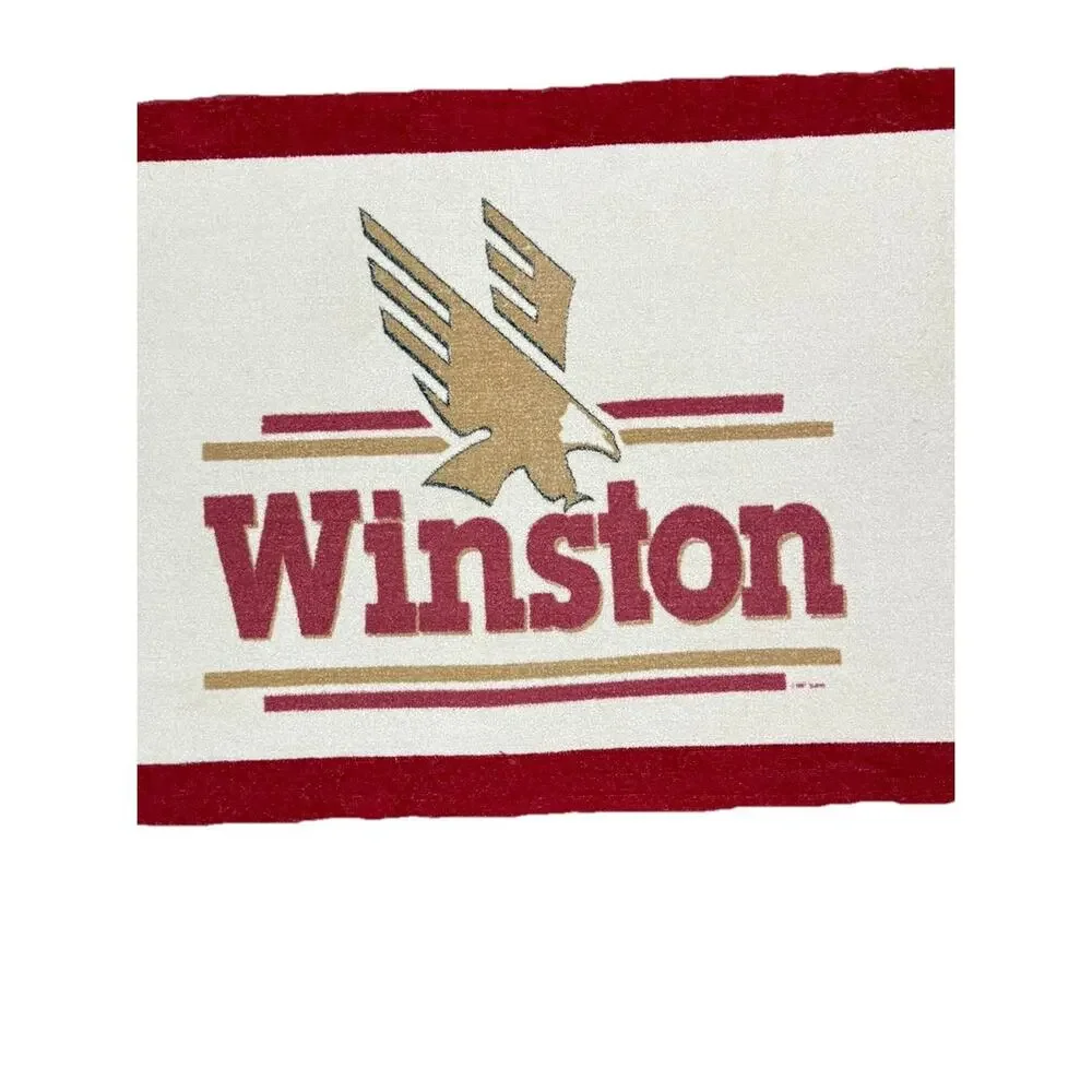 Vintage 1980s Winston Cigarette Promotional Terry Cloth Bath Towel Beach Retro